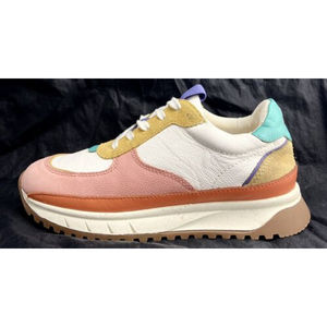 Madewell Kickoff White Pink Colorblock Leather Womens Shoes Size 6M